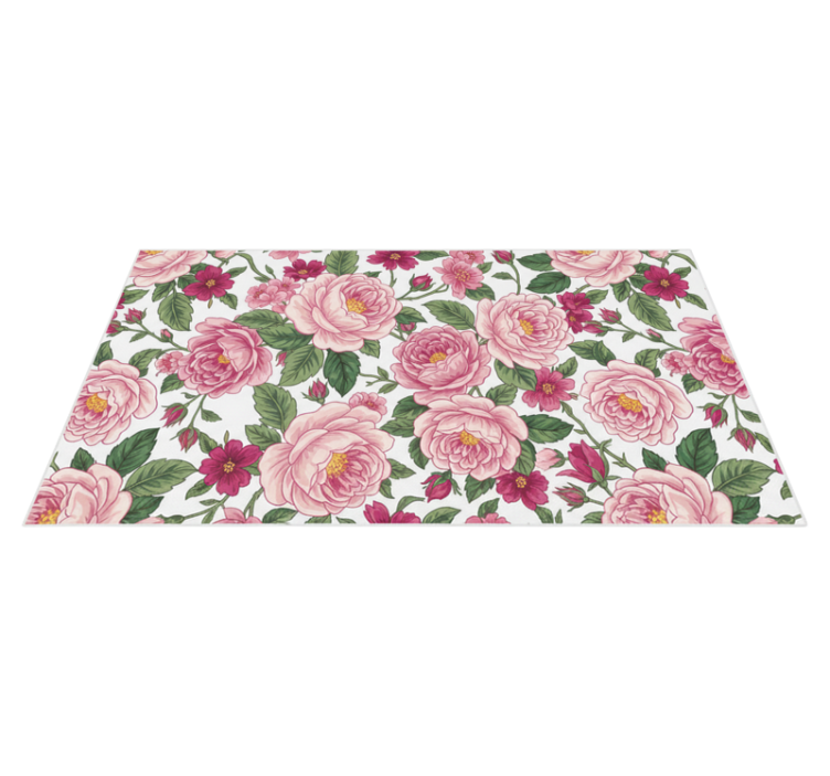 Tapis vinyle salon fleurs roses magnifiques - TenStickers