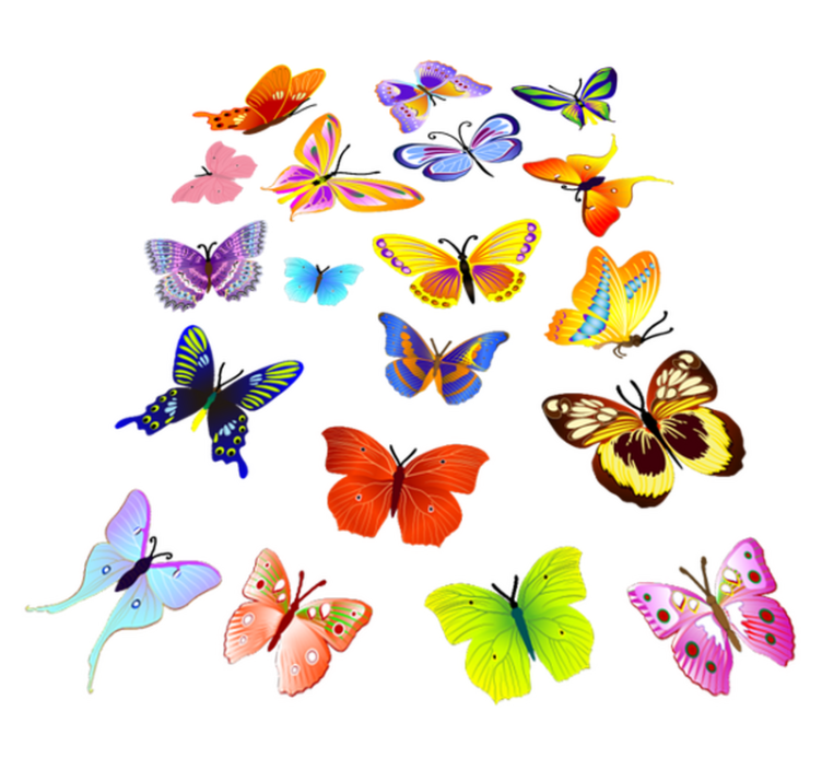 Tapis vinyle animal papillons volants multicolores - TenStickers