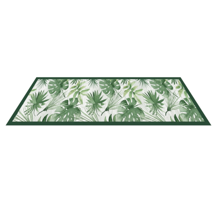 Tapis vinyle cuisine feuilles tropicales aquarelle - TenStickers