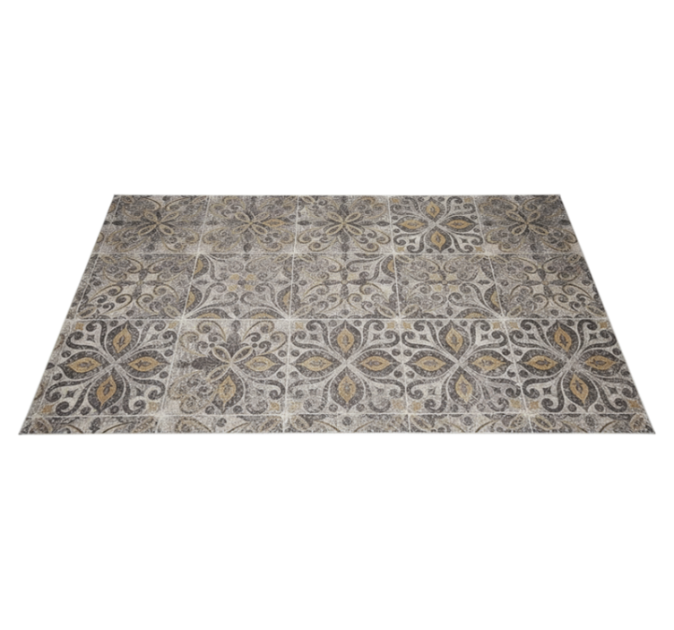 Tapis vinyle cuisine arabesque ornée charbon - TenStickers