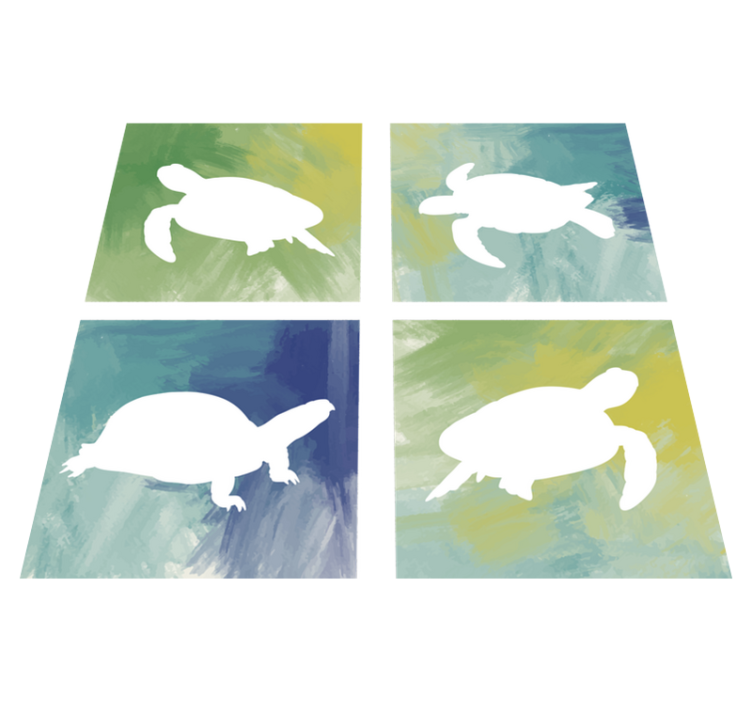 Tapis vinyle animal carrelage tortue coloré - TenStickers