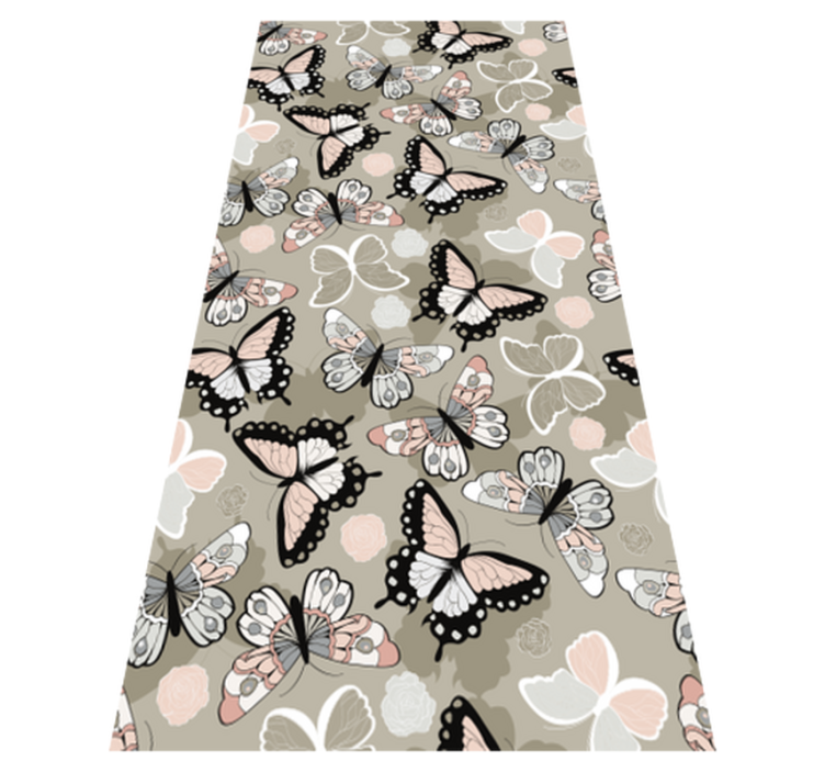 Tapis vinyle animal beige papillons volants - TenStickers