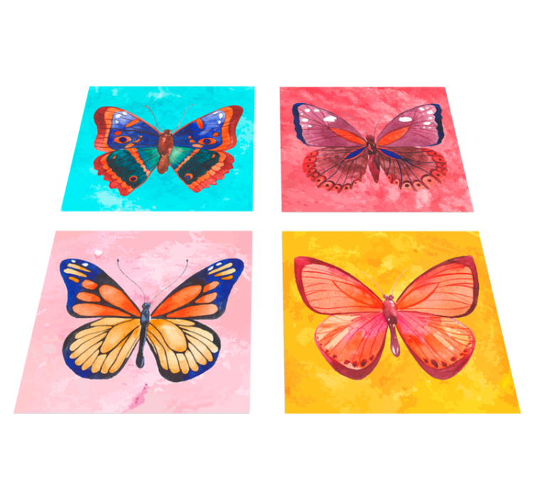 Tapis vinyle animal carreaux de papillons multicolores - TenStickers