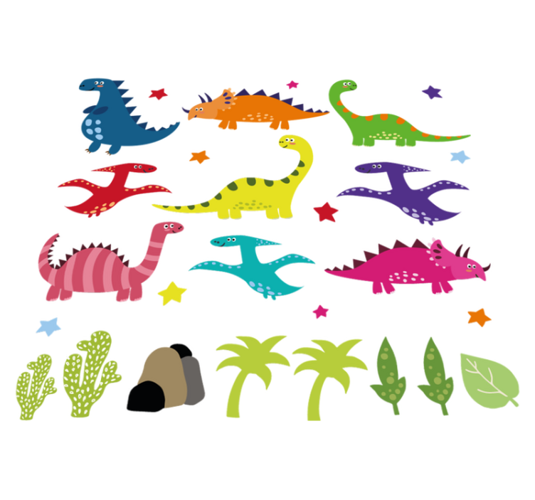 Tapis vinyle animal dinosaure nordique coloré cartoon - TenStickers