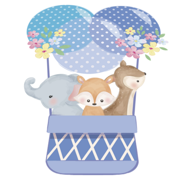 Tapis vinyle animal montgolfière aquarelle animaux - TenStickers