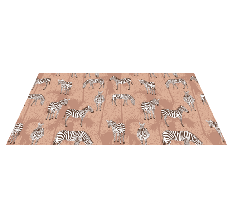 Tapis vinyle animal zèbre et palmiers marron - TenStickers