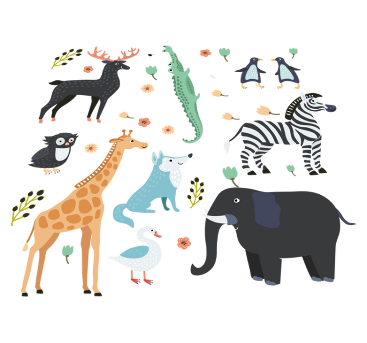 Tapis vinyle animal animaux joyeux au parc - TenStickers