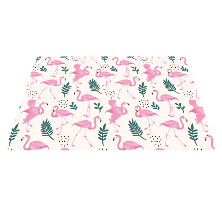 Tapis vinyle animal motif flamant avec feuilles variées - TenStickers