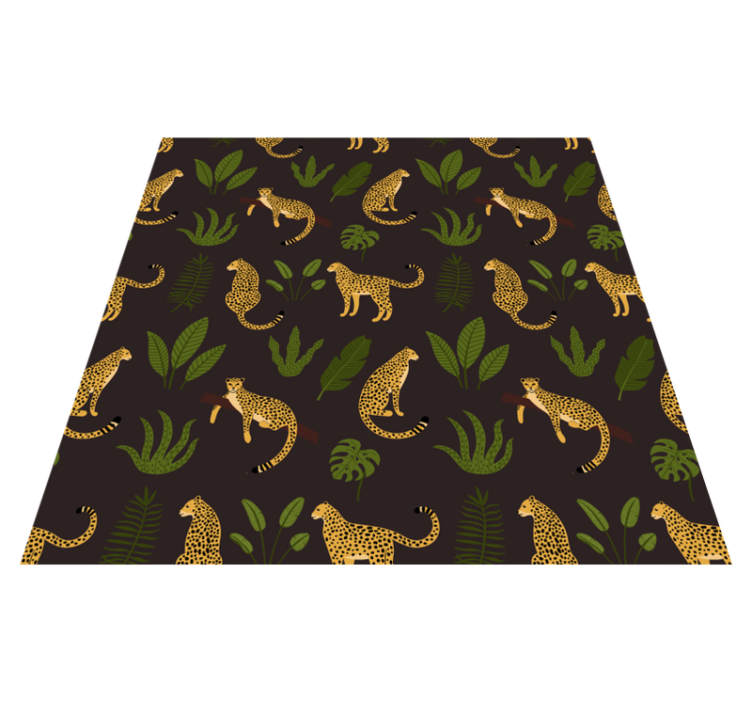 Tapis vinyle animal motif léopard sauvage botanique - TenStickers