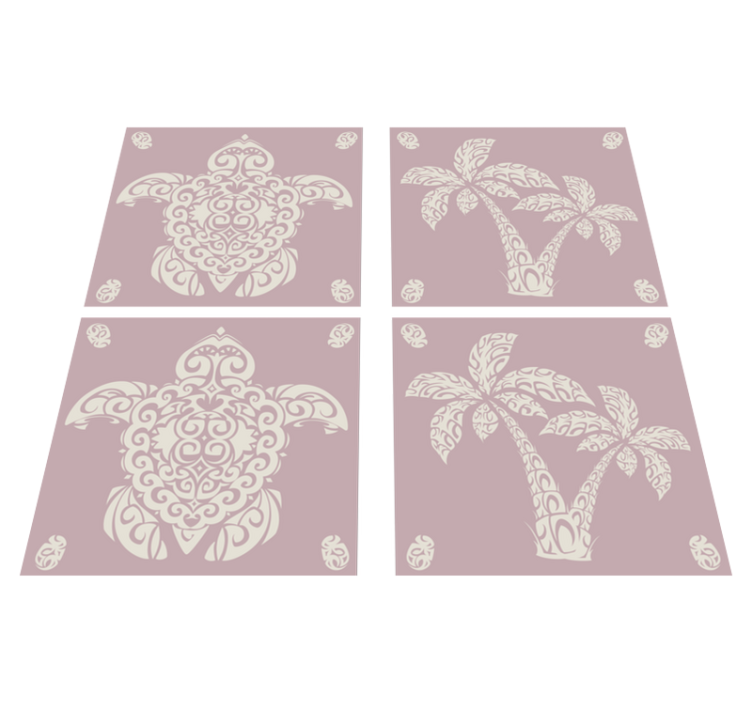 Tapis vinyle animal motif tortue hawaïenne et palmiers - TenStickers