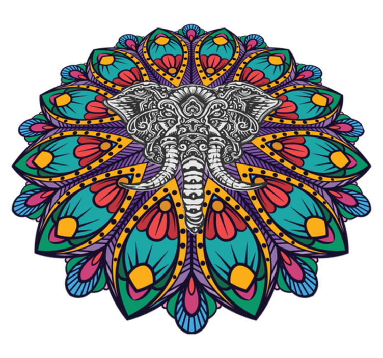 Tapis vinyle animal éléphant mandala coloré - TenStickers