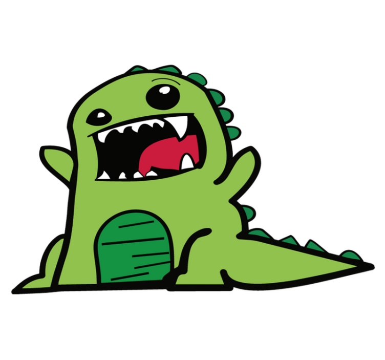Tapis vinyle animal dinosaure vert dessin effrayant - TenStickers