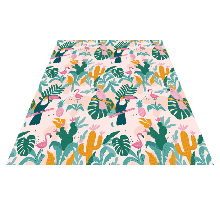 Tapis vinyle animal oiseaux tropicaux et feuilles - TenStickers