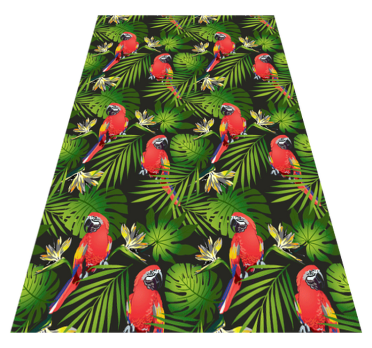 Tapis vinyle animal perroquets colorés sur fond gris - TenStickers