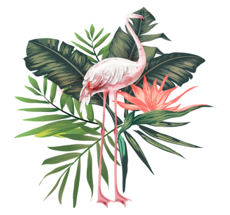 Tapis vinyle animal flamant rose et feuillage aquarelle - TenStickers