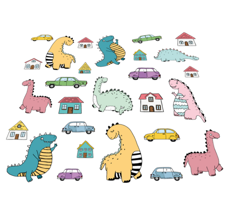 Tapis vinyle animal dinosaures nordiques en ville - TenStickers
