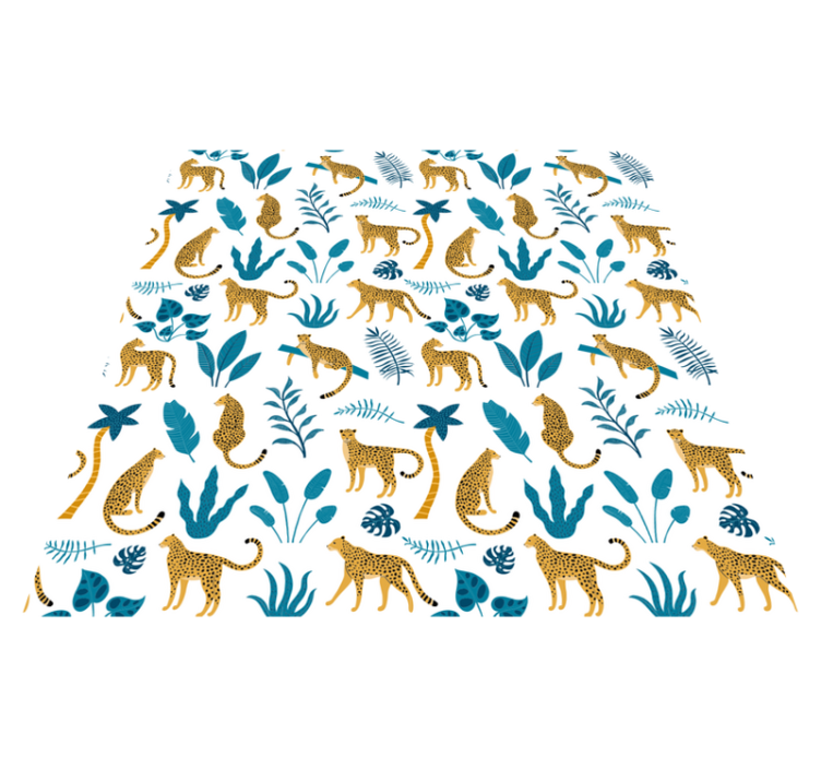 Tapis vinyle animal botanique et léopards - TenStickers