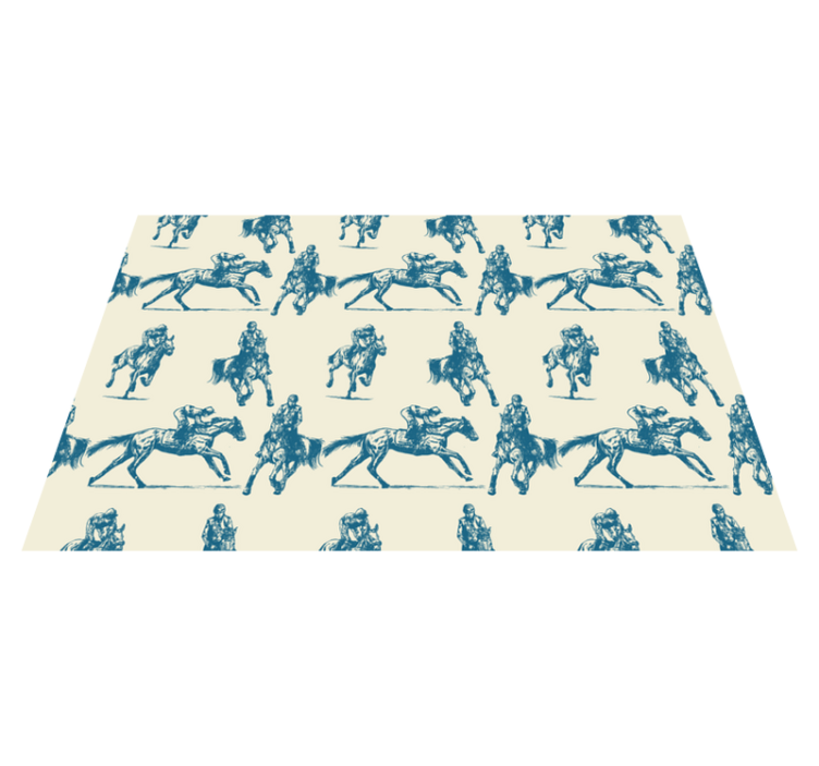 Tapis vinyle animal motif chevaux bleu et beige - TenStickers