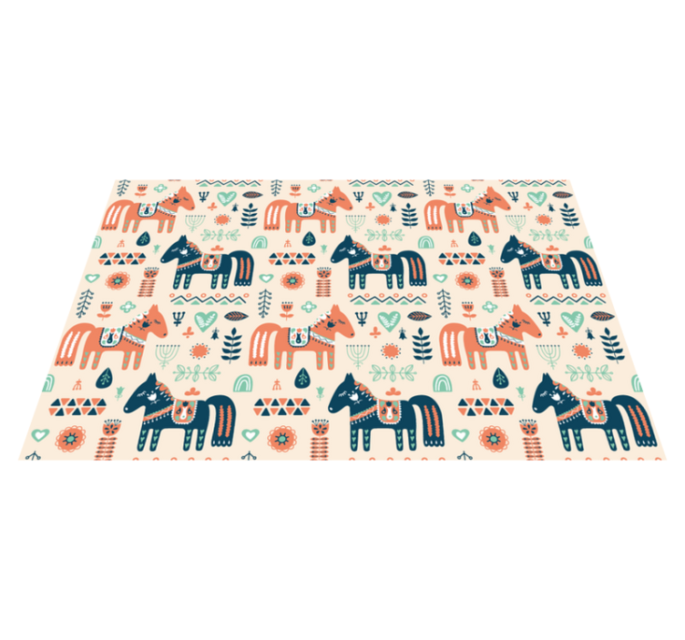 Tapis vinyle animal feuilles nordiques sur fond beige - TenStickers