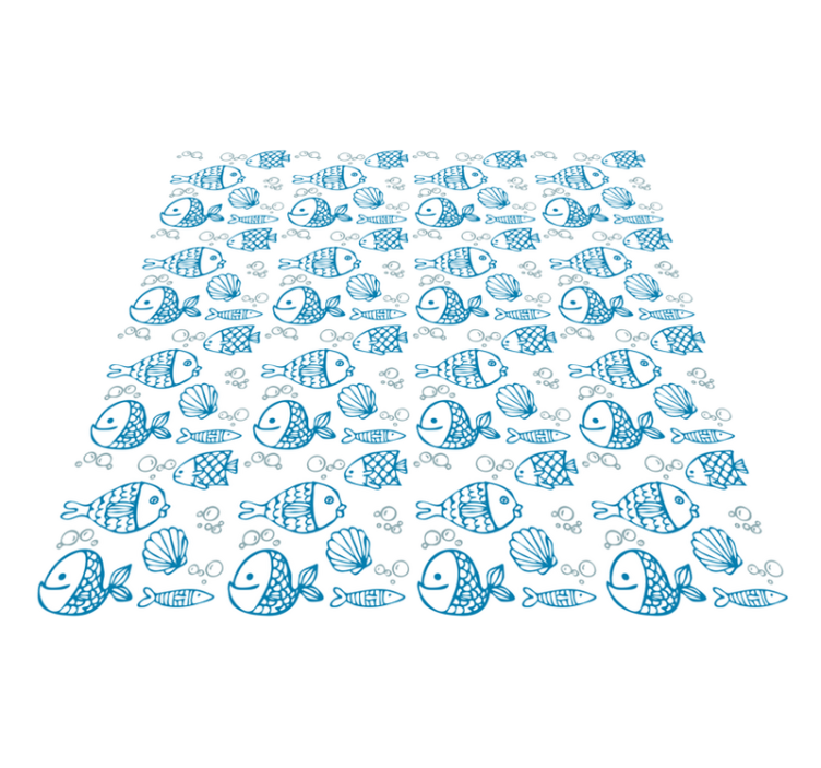 Tapis vinyle animal poissons bleus dessinés - TenStickers