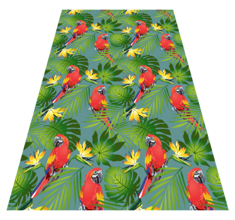 Tapis vinyle animal perroquets colorés sur fond bleu - TenStickers