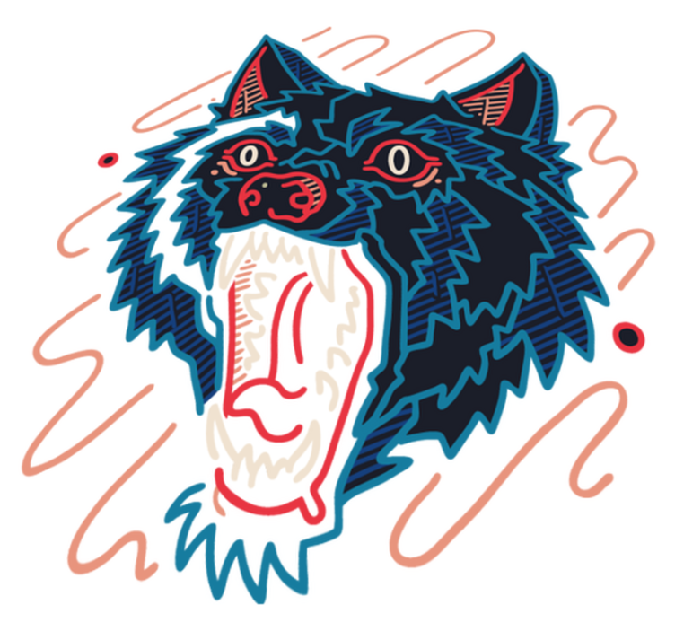 Tapis vinyle animal loup hurlant graphique - TenStickers