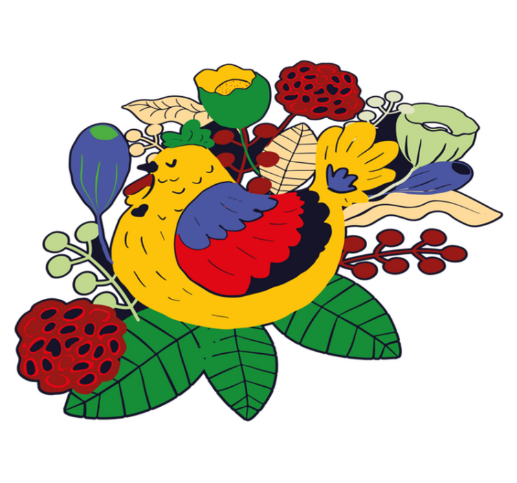 Tapis vinyle animal oiseau coloré floral - TenStickers