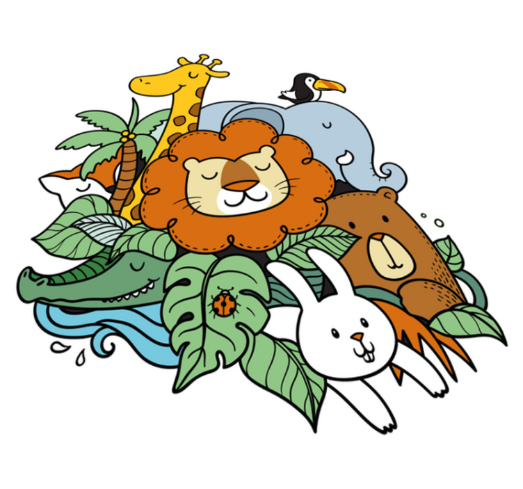 Tapis vinyle animal scène d'animaux joyeuse - TenStickers