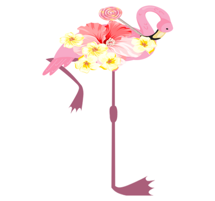 Tapis vinyle animal design floral flamant rose - TenStickers