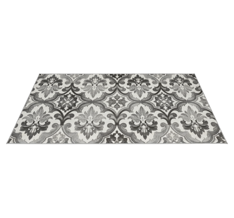 Tapis vinyle cuisine tapisserie damassée en gris - TenStickers