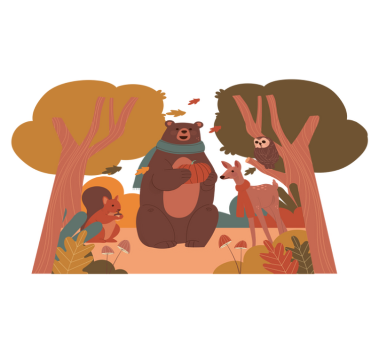 Tapis vinyle animal créatures des bois d'automne - TenStickers