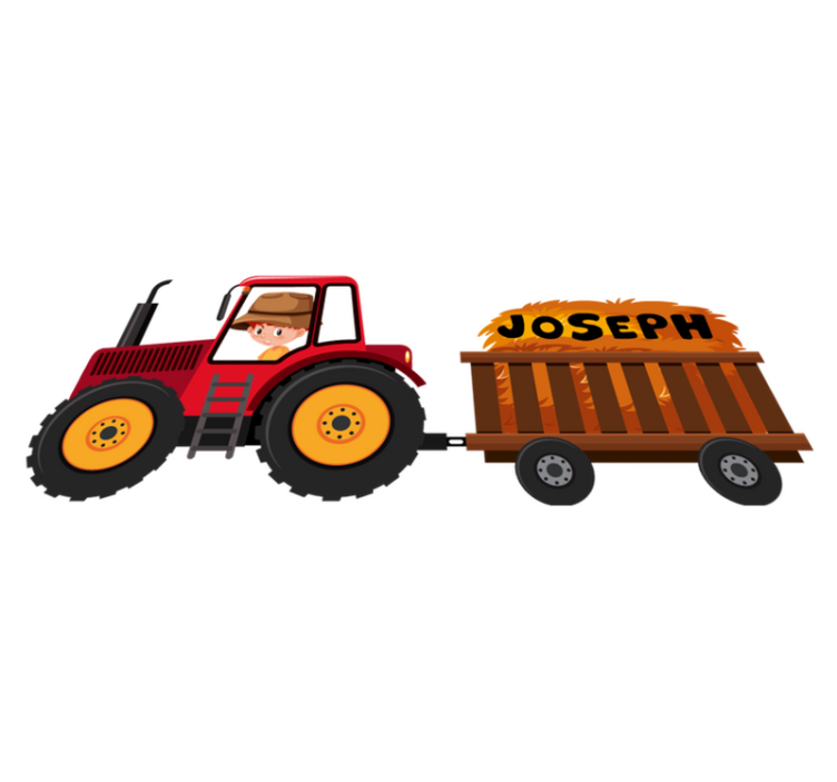 Tapis vinyle animal tracteur avec foin - TenStickers