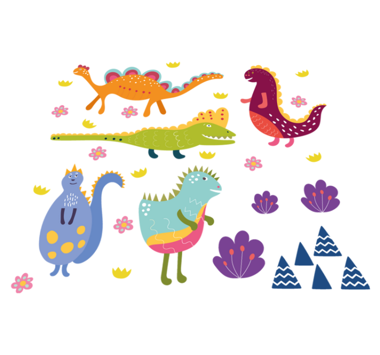 Tapis vinyle animal personnages de dinosaures colorés - TenStickers