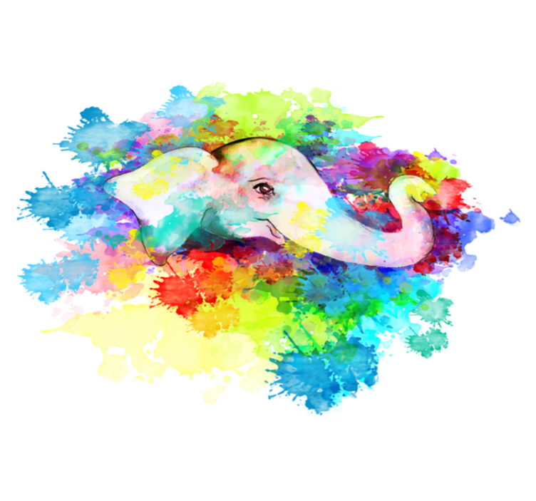 Tapis vinyle animal Éléphant coloré éclaboussant - TenStickers