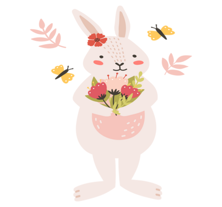 Tapis vinyle animal œuvre d'art adorable de lapin - TenStickers