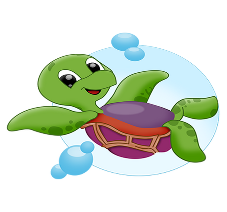 Tapis vinyle animal bébé tortue en train de jouer - TenStickers
