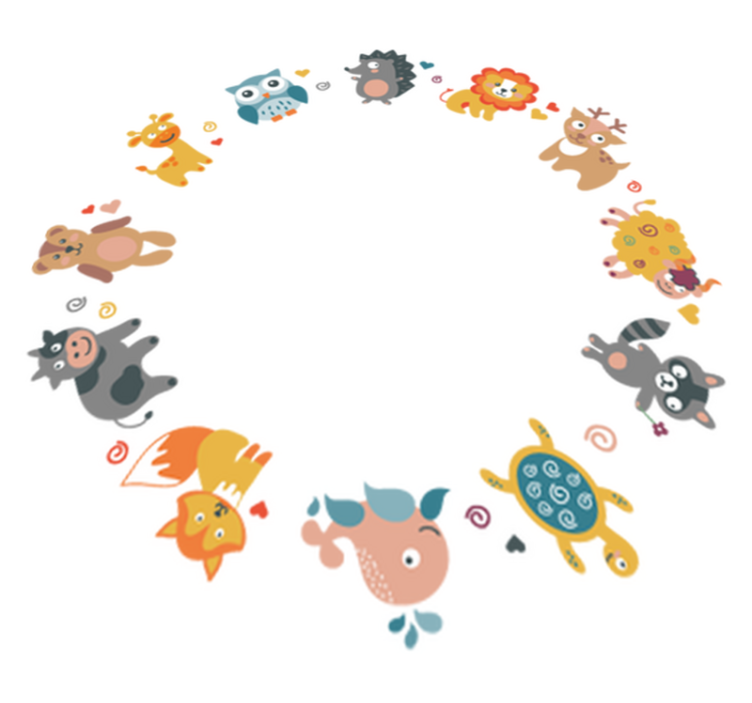 Tapis vinyle animal animaux bébés en cercle - TenStickers