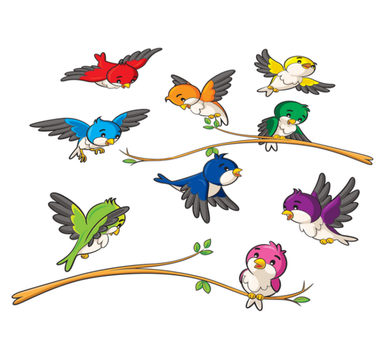 Tapis vinyle animal oiseaux colorés - TenStickers