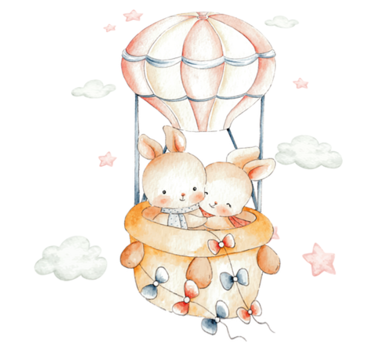 Tapis vinyle animal lapins pastel sur ballons - TenStickers