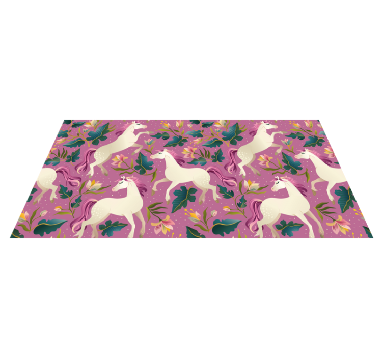 Tapis vinyle animal design cheval floral rose - TenStickers