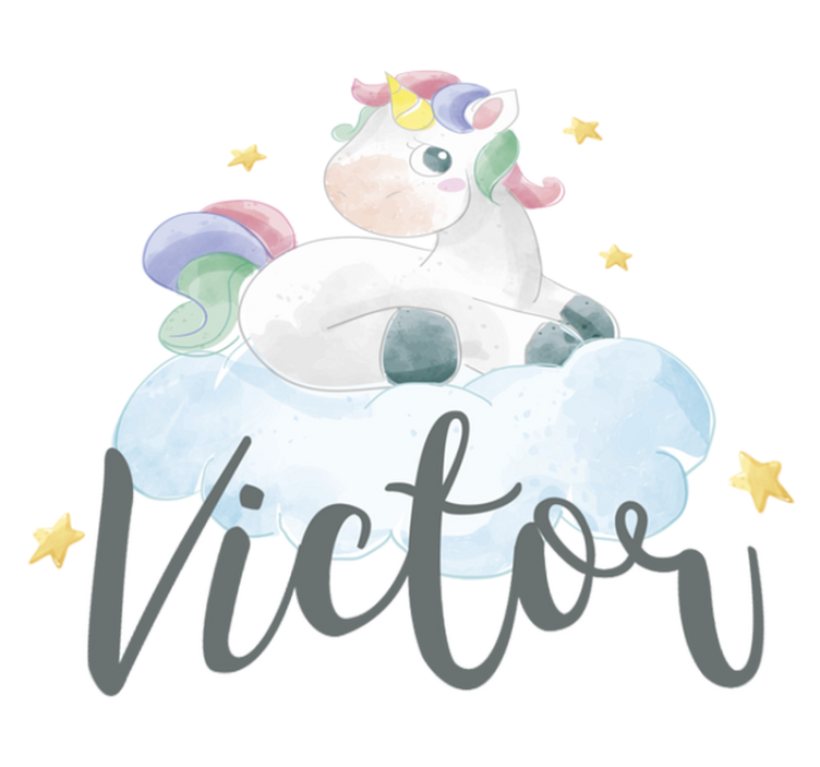 Tapis vinyle animal licorne aquarelle avec nuages - TenStickers