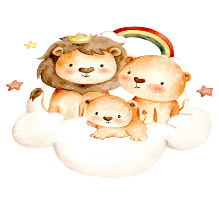 Tapis vinyle animal bébés animaux étoiles et nuages - TenStickers