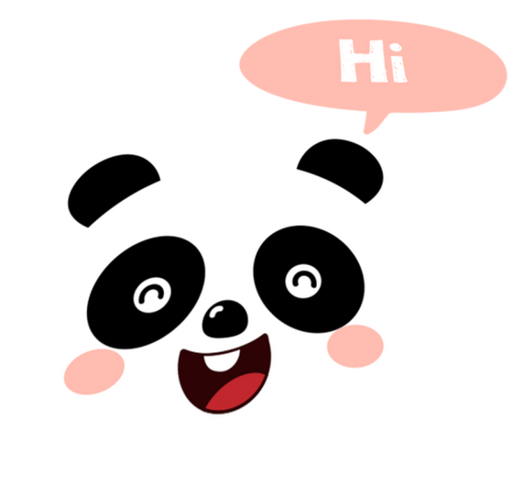 Tapis vinyle animal panda cartoon qui dit bonjour - TenStickers