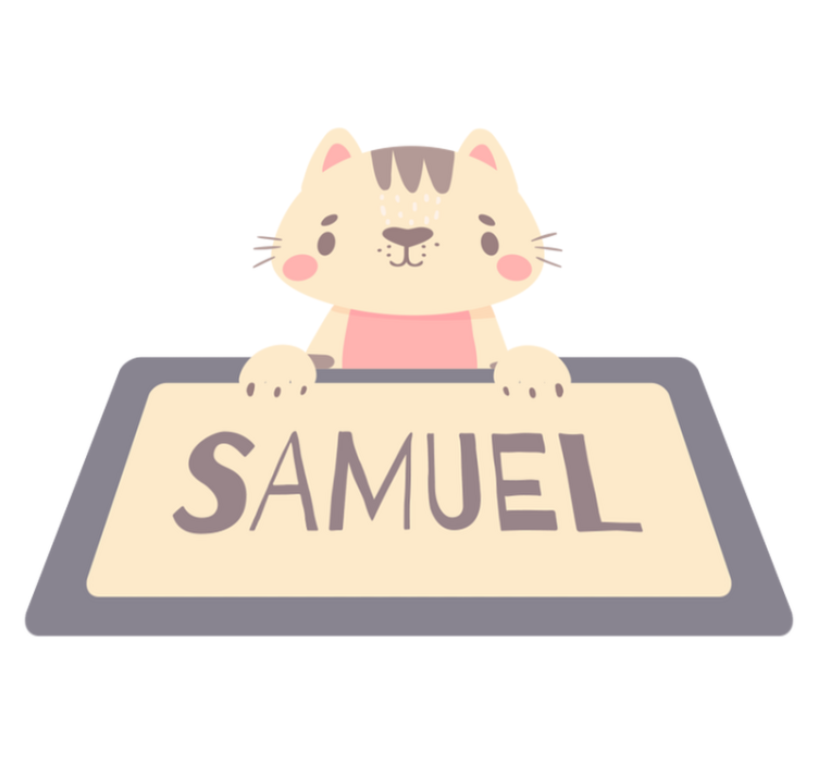 Tapis vinyle animal étiquette chat avec nom - TenStickers