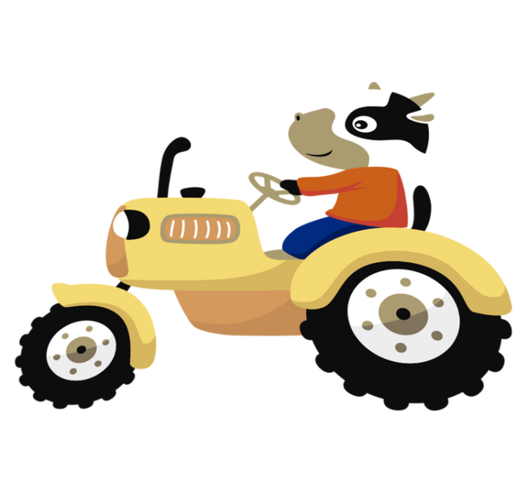 Tapis vinyle animal vache sur tracteur - TenStickers