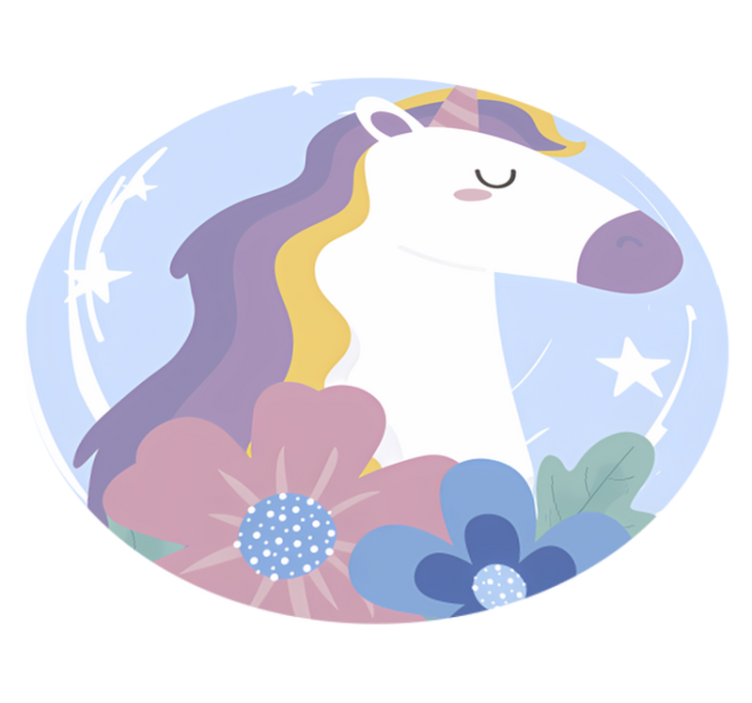 Tapis vinyle animal licorne aux cheveux brillants - TenStickers