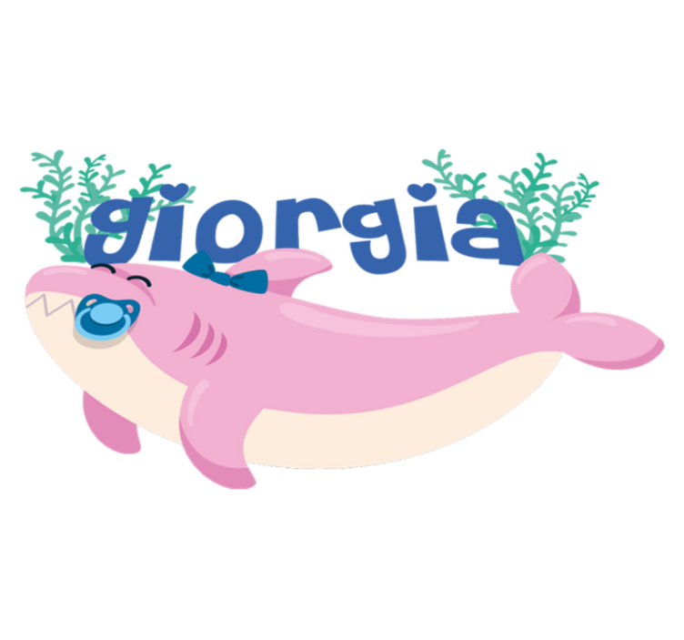 Tapis vinyle animal bébé requin avec prénom fille - TenStickers