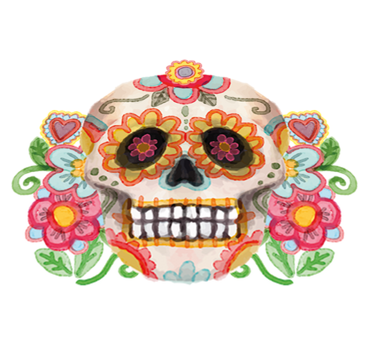 Tapis vinyle pour halloween crâne floral aquarelle - TenStickers