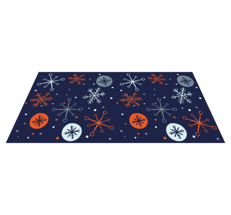 Tapis vinyle noël flocons de neige bleus et oranges - TenStickers