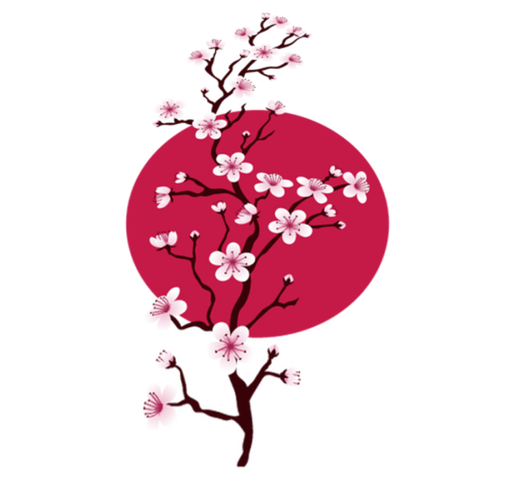 Tapis vinyle plantes branches de cerisier japonais - TenStickers